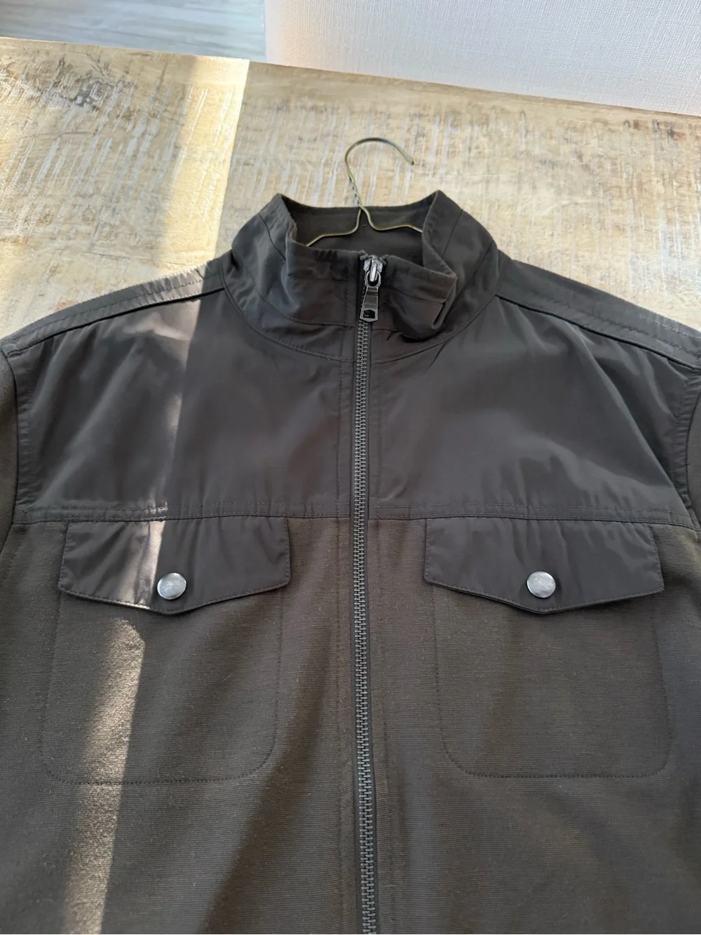 Banana Republic Jacket Lightweight Zip Up Coat Sweater Dark Green Olive Bomber